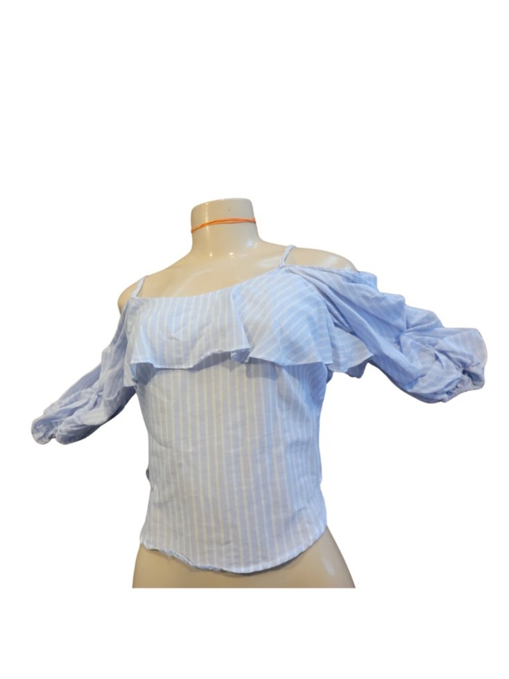 ASTR the Label Striped Cold Shoulder Ruffle Top - Style AT1349-003